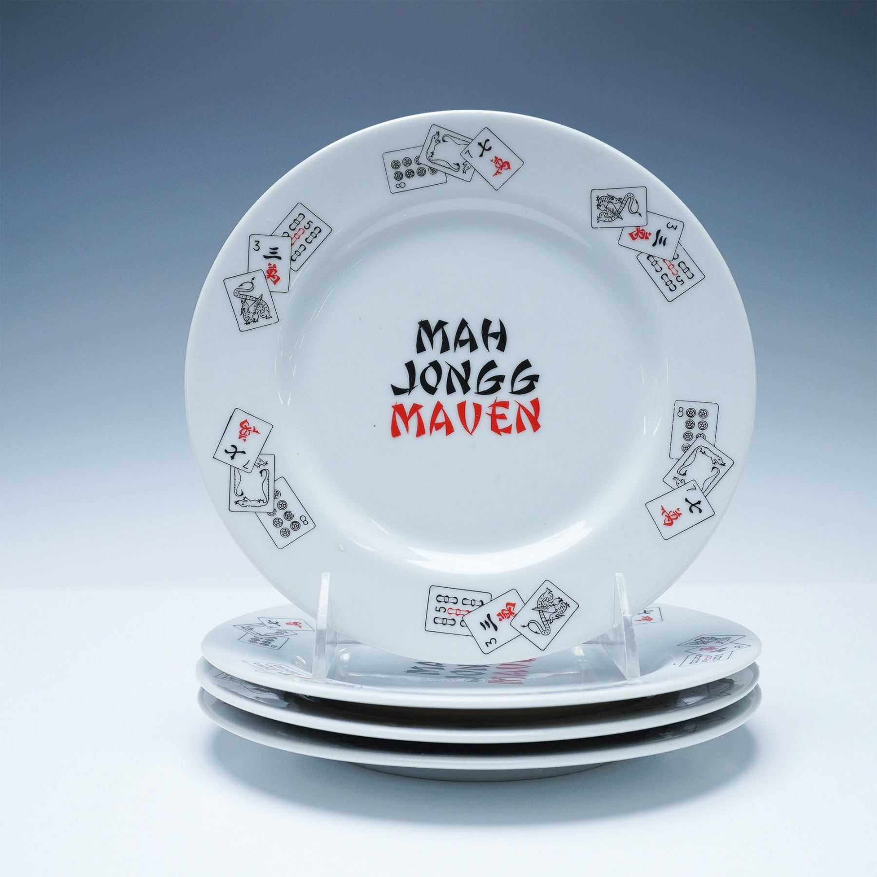 4pc house of prill mah jongg maven porcelain plates