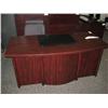 Image 2 : Mahogany Bowfront Inlay Executive Desk