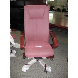 Mahogany Framed Burgandy Hi Back Knee Tilter