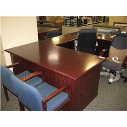 Mahogany Traditional U-shape Double Pedestal