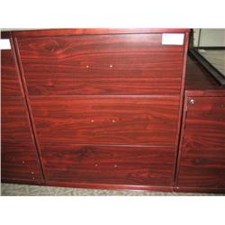 Mahogany 3 Drawer Lateral File Cabinet