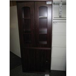 Mahogany Glass Door Hutch And Cabinet