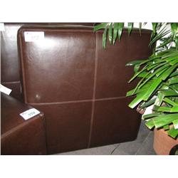 Dark Sienna Leather Square Ottoman