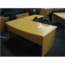 Maple L-shape Bowfront Executive Desk