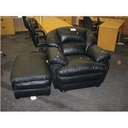 Black  Plush Client Chair With Ottoman