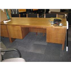 Oak Double Pedestal Executive Desk And