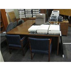 Oak L-shape Double Pedestal Executive Desk