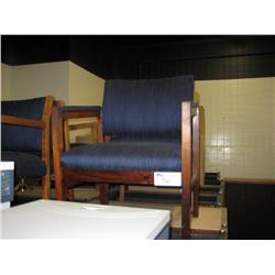 Oak Framed Blue Client Chair  (t1)
