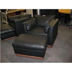 Black Two Tone Client Side Chair With Ottoman