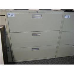 Cream 3 Drawer Lateral File Cabinet