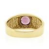 Image 6 : Mens 14k Gold 1.50 ctw Round Burnish Bezel Rhodolite Garnet Solitaire Grooved Ri