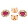 Image 4 : NEW 14k Rose Gold 2.54 ctw Solitaire Oval Ruby w/ Diamond Halo Post Stud Earring