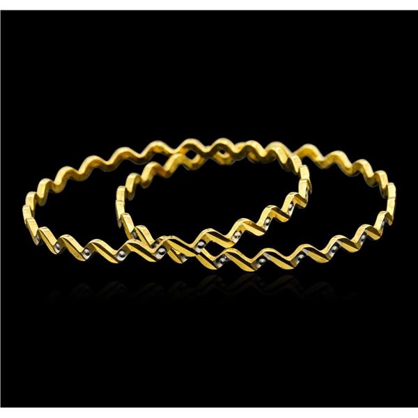 22KT Two-Tone Gold Fancy Bangle Bracelets