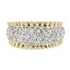 Image 4 : Estate 14K Two Tone Gold 1.0 ctw Round Pave Set Diamond Grooved Wide Band Ring