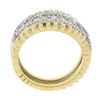 Image 8 : Estate 14K Two Tone Gold 1.0 ctw Round Pave Set Diamond Grooved Wide Band Ring