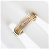 Image 3 : Vintage Mens 14k Multi Tone Gold 0.10 ctw Channel Set Diamond Grooved Band Ring