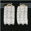 Image 2 : 18K Gold 2.3 ctw Channel Princess & Burnish Round Diamond 5 Row Cuff Omega Earri