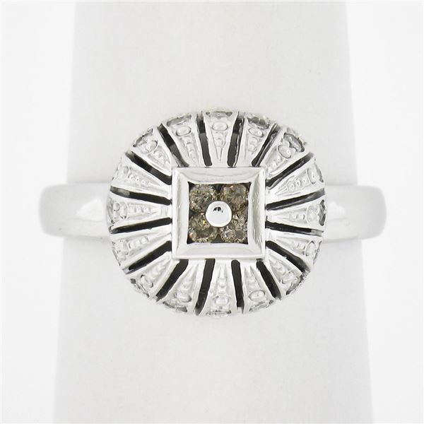Estate 10K White Gold 0.24 ctw Fancy Brown Diamond Domed Statement Band Ring