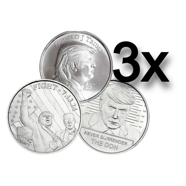 Donald Trump 1oz .999 Fine Silver Coin Assorted SET (3)