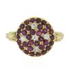 Image 4 : Antique 18K Yellow Gold 1.06 ctw Old Cut Pave Set Ruby & Diamond Platter Ring