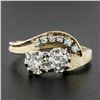 Image 2 : Vintage 14k TT Gold .82 ctw Diamond Textured & Polished Statement Cocktail Ring