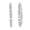 Image 6 : 14K White Gold Large 5 ctw In and Out Emerald Cut Diamond Oval Shape Hoop Earrin