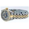 Image 8 : Rolex Ladies Two Tone Sapphire Quickset Blue String Diamond Datejust Wristwatch