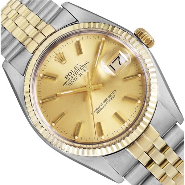 Rolex Mens Two Tone 36MM Champagne Index Datejust With Rolex Box