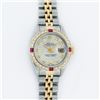 Image 2 : Rolex Ladies Quickset Two Tone 18K Yellow Gold And Steel Silver Diamond And Ruby