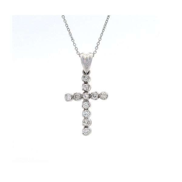 14kt WG Cross Pendant with chain 0.50 cts