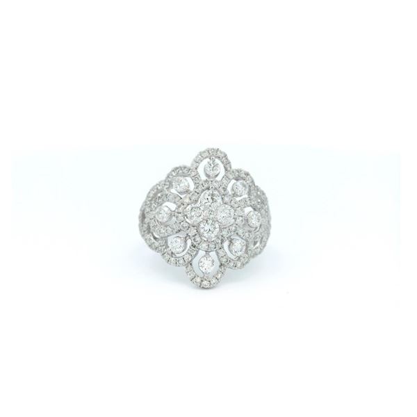 14kt WG Diamond Cluster Flower Ring