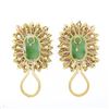 Image 5 : Vintage 18k Gold 8.60 ctw Rectangular Jade w/ Pear Ruby Diamond Statement Earrin