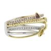 Image 5 : 14k Tri Color Gold .60 ctw Multi Color Sapphire & Diamond Crossover Wide Band Ri