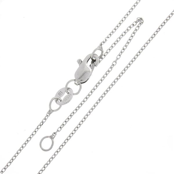 New 14k White Gold 1.5 ctw Round Vivid Blue Zircon Solitaire Fancy Pendant & Cha