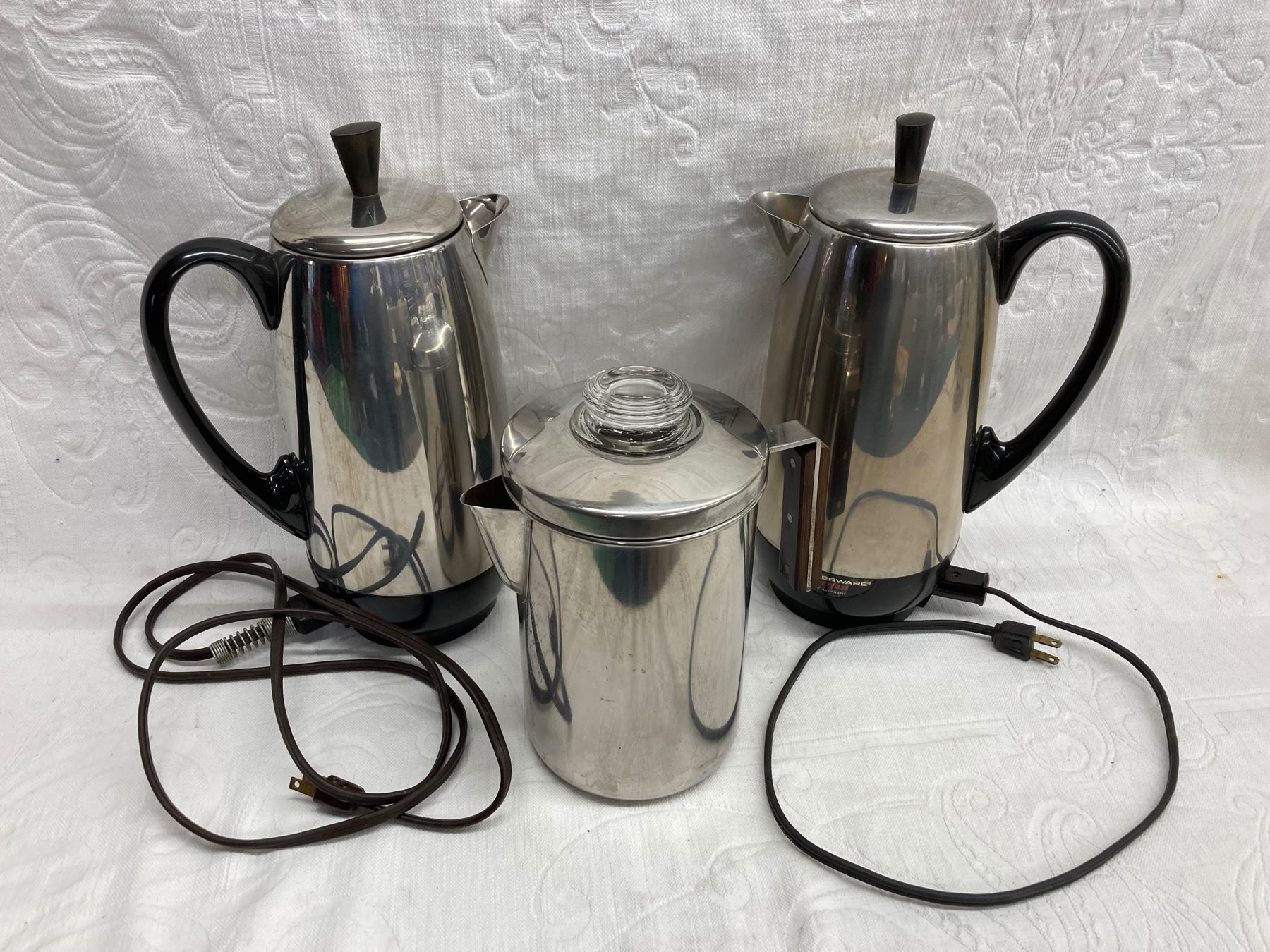 ELECTRIC PERCOLATORS (TWO) AND A STOVETOP PERCOLATOR - WORK!