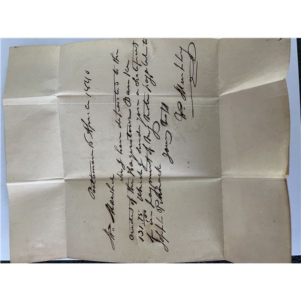 Handwritten letter from 1840