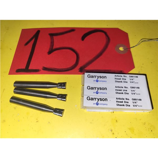 Lot(3) of GARRYSON Carbide Burr shank 1/4" for Hard steel