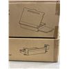 Image 2 : PNEUMATIC ARM SINGLE MONITOR DESK MOUNT, WOODEN LAP DESK WITH STORAGE AND MOUSE PAD AND WHITE CLAMP 