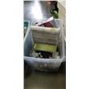 Image 2 : TWO TOTES OF ASSORTED ITEMS INCLUDING DOOR HANDLES, HEATERS, WORK LIGHT AND MORE