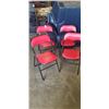 Image 1 : FOUR MATCHING RED AND BLACK FOLDING CHAIRS