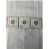 Image 1 : 3 CANADIAN SILVER (.800) GEORGE VI 10 CENT 1945, 1946, 1947 MAPLE LEAF