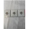 Image 2 : 3 CANADIAN SILVER (.800) GEORGE VI 10 CENT 1945, 1946, 1947 MAPLE LEAF