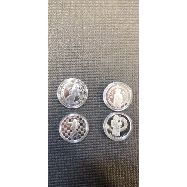 4 SILVER PLATED SILER PLATED TOKENS