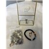 Image 1 : CRYSTAL ANGEL DISPLAY WITH WHITE OPAL STONES, CHAKRA BRACELET AND CLEAR QUARTZ PENDANT