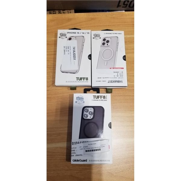 THREE CELL PHONE CASES FOR IPHONE 15 PRO MAX AND 13/14/15