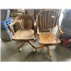 Image 1 : TWO SOLID OAK ROLLING OFFICE CHAIRS