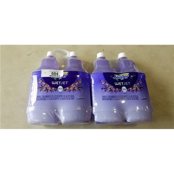 4 NEW SWIFFER WET JET WITH FEBREEZE LAVENDAR FLOOR CLEANER REFILLS, 1.25L SIZE