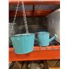 Image 2 : NEW METAL HANGING PLANTERS (x10) AND MATCHING METAL WATERING CANS (x19) - TOTAL RETAIL $87