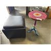 Image 1 : SMALL LEATHER OTTOMAN/STOOL AND SMALL SIDE TABLE