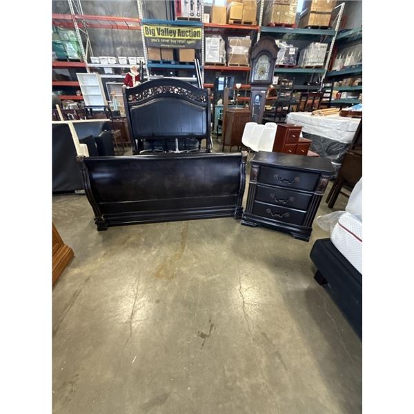 QUEEN SIZE BED FRAME WITH MATCHING NIGHTSTAND